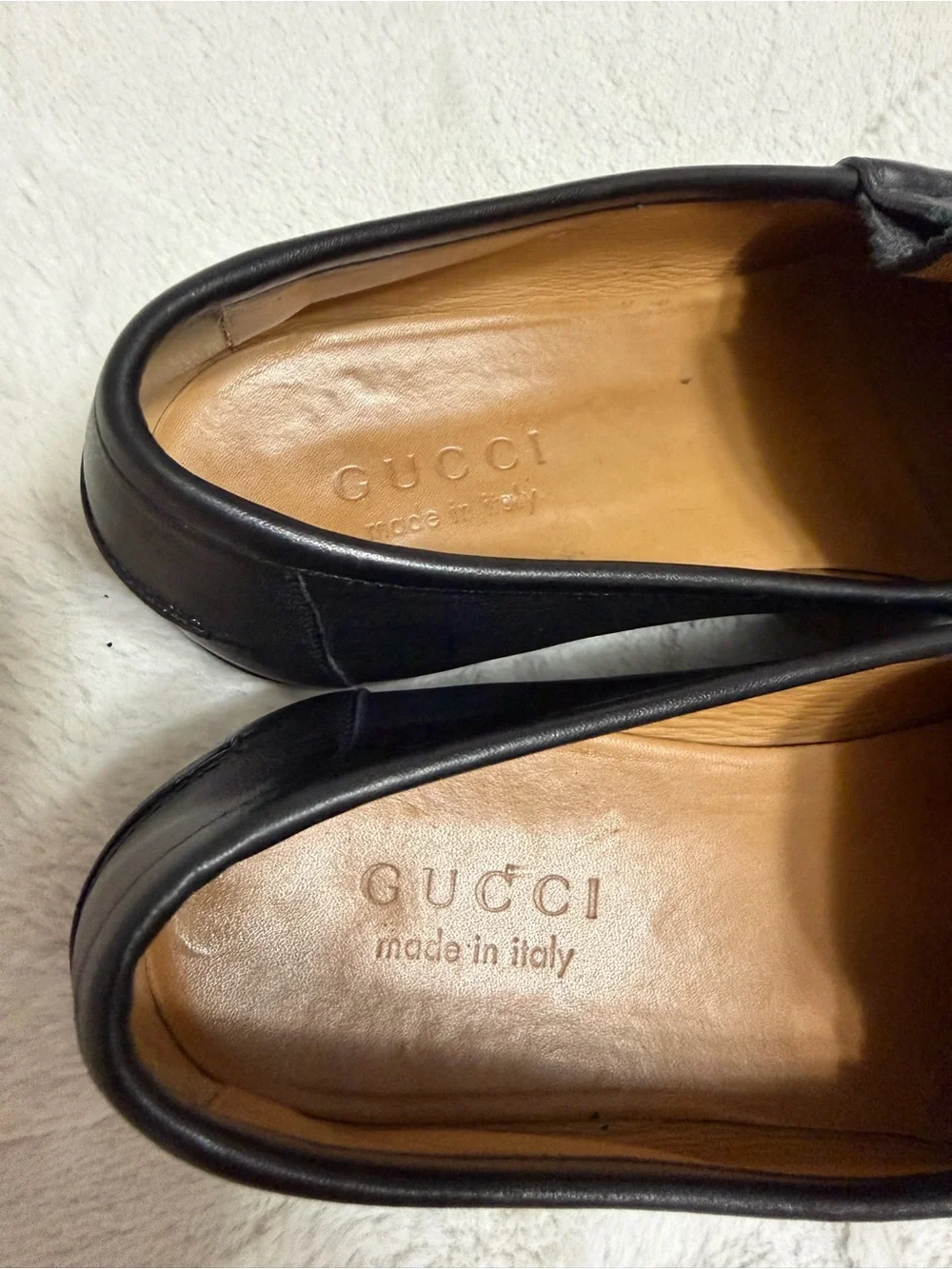 LIKE NEW! $995 Gucci Black Leather Loafers Web Strap Green Red Accent 9